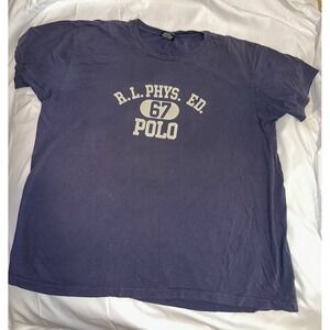 Polo Ralph Lauren T Shirt Mens Large Phys Ed Navy Blue Vintage